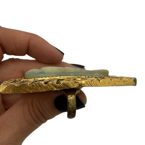 Incolay Vintage Belt Buckle Horse Running Wild Stone 3 1/8” x 2 1/8” Gold Tone - Picture 4 of 8